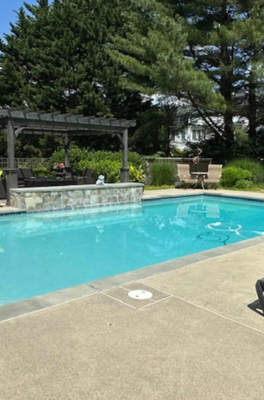 Fully renovated pool with new resurfacing, tile, coping, and modern equipment in Northern Virginia